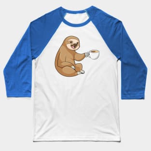 Sloth with Cup of Coffee Baseball T-Shirt